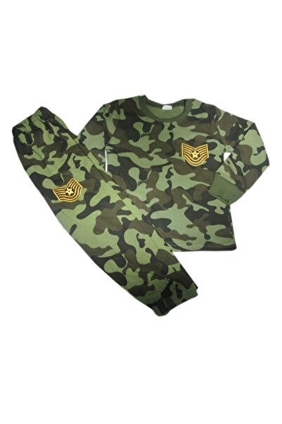 salarticaret Unisex Çocuk Yeşil Kamuflaj Desenli Eşofman Takımı 1-2 Yaş