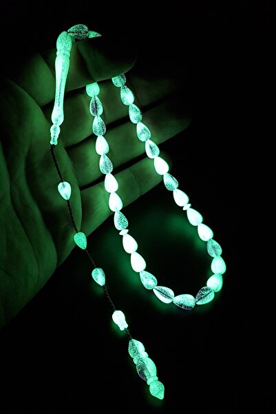 OTTOTESBİH 7x11mm Mărgele de rugăciune în formă de picătură de lacrimi de ochi, de culoare violet, cu ciucuri, verde fosforescent