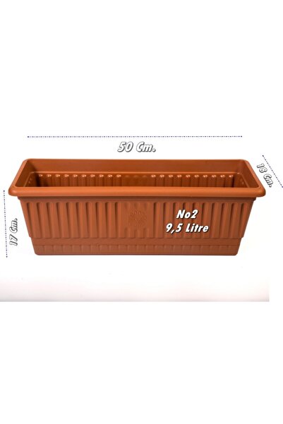 Genel Markalar Hak Plastik No2 Uzun Balkon Saksısı 9,5 Litre 17x18x50 Cm. Saksı