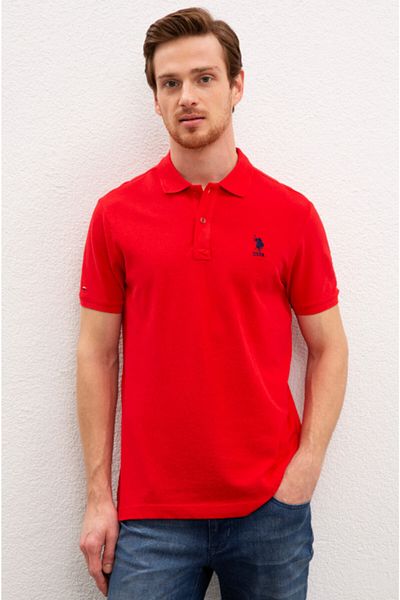 U.S. Polo Assn. Men's Red Polo Neck T-shirt