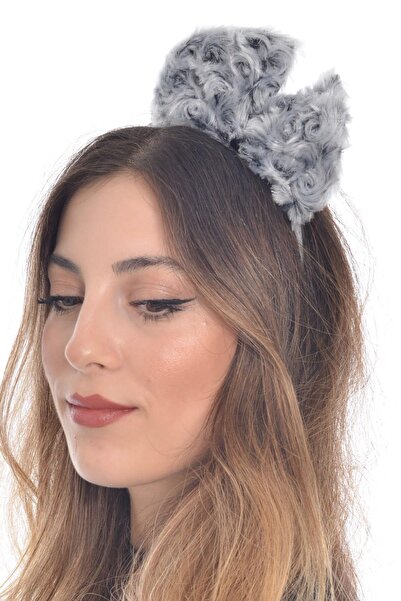 hahai accessories Γυναικείο φιόγκο Hahai σε γκρι χρωματικό τόνο, λεπτό στεφάν...