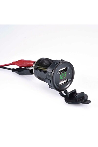 Motorobit Voltaj Göstergeli Araç Telefon Şarj Soketi 5v 2.1a Yeşil