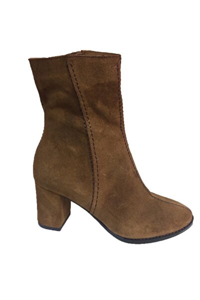 Elegan Kadın Taba Hakiki Deri Yarım Bot