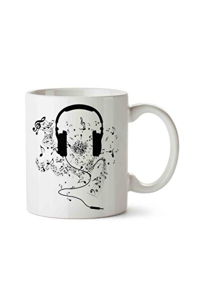 Generic Brand Music Music Headphones And Music Notes Porcelain Mug Glass