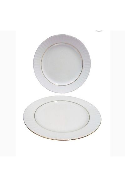 Güral Porselen Güral 25 Cm - 12-Piece Gilded Flat Plates