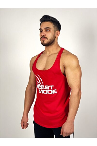 BLACK Men's Red Beast Mode Fitness Athlete