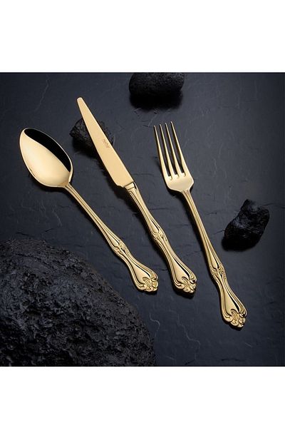 Nehir Lalezar Titanium Gold 84 Piece Boxed Fork Spoon Knife Set