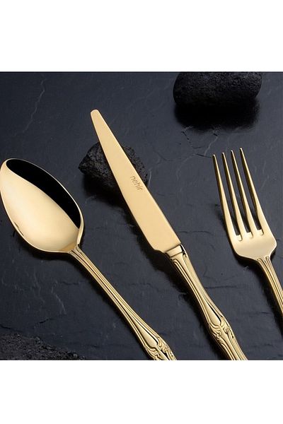 Nehir Lalezar Titanium Gold 84 Piece Boxed Fork Spoon Knife Set
