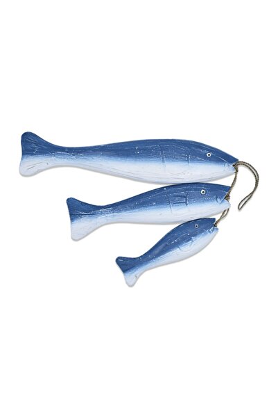 Hedicaret Ahşap Olta Balık, Büyük Boy, Üçlü, Dekoratif Duvar Objesi, Askılı