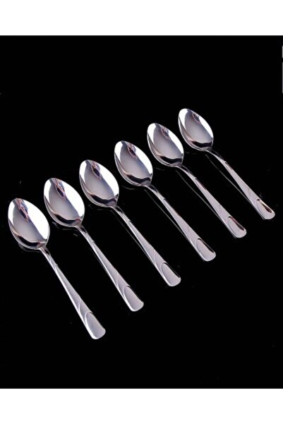 New Trend Paslanmaz Çelik Çizgi Desenli 6 Adet Yemek Kaşığı