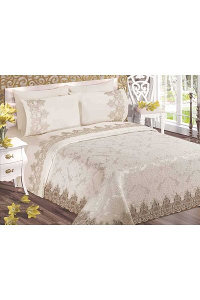 LABİNA Ipekçe Home Evening Dress Pique Set Princess Cream