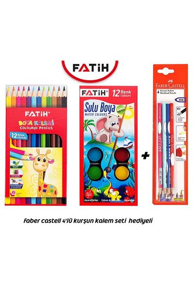 Fatih Student 2-Piece Painting Set (Dry Paint + Water Color + Pen Set with Gift)