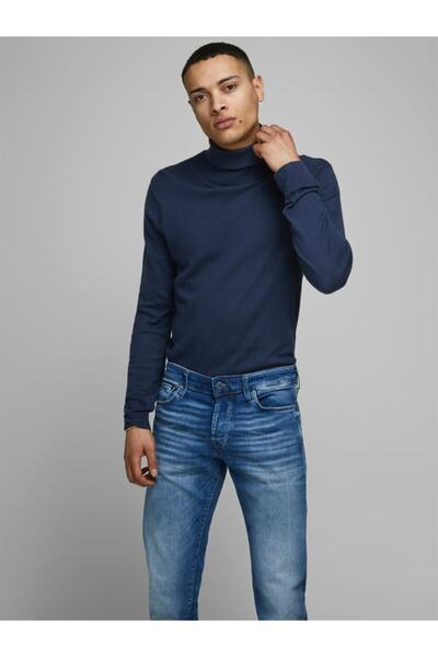 Jack & Jones Erkek Lacivert Jjeemıl Strick Rollkragenpullover