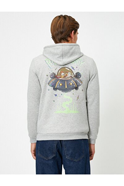 Koton Men's Gray Rick And Morty Printed Sweatshirt
