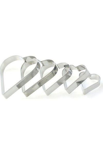 Eminonutoptanci Metal Heart Model Cake Cookie and Pastry Mold Set of 5