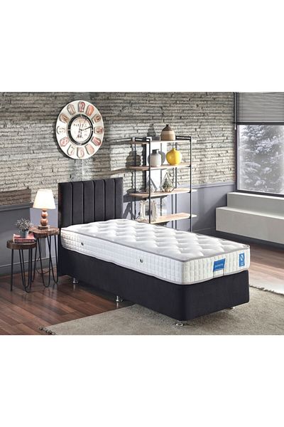 Niron Yatak Niron Juliette 100x200 Cm Tek Kisilik Luks Yatak Seti Siyah Kumas Baza Baslik Ve Yatak Takimi Trendyol