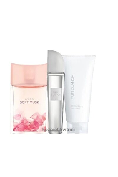 AVON Soft Musk Pur Blanca Bayan Parfüm Losyon 3 Lü Set