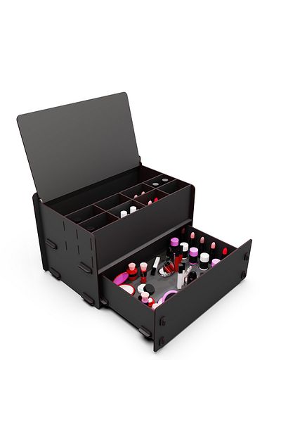 KUK Design Организатор за масичка за грим Lean Drawer с 10 отделения и дървени бижута