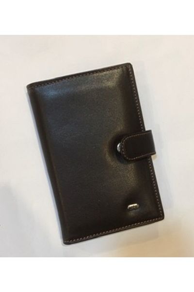 Vera Men's Khaki Ki Leather Dark Brown Leather Wallet with Passport Compartment V4435