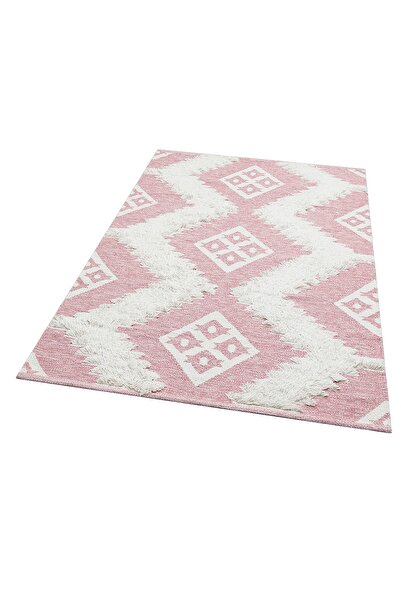 Eko Halı Naturel Yıkanabilir Modern Desenli El Dokuma Hint Kilim
