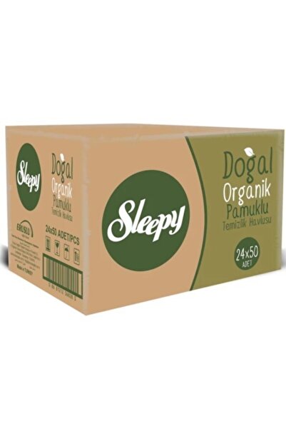 Sleepy Doğal Organik Pamuklu Temizlik Havlusu 50 Yaprak X 24 Paket
