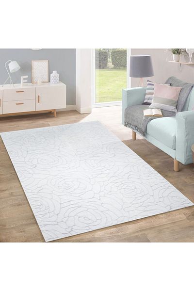 Hakan Welsoft Carpet Cover Rose Pattern Cream