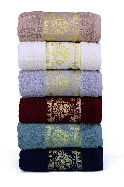 Çeştepe 6-Piece Jacquard Medusa Motif 50x90 Face Towel