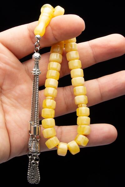 OTTOTESBİH Tekerlek Kesim 7x10mm Bilek Boy Beyrut Damla Kehribarı Tesbih