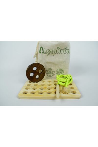 Ahşap Düğme Dikme Doğal Ahşap Eğitici Ip Geçirme Oyuncağı