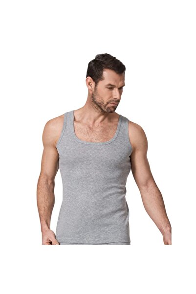 İki Yıldız Men's Gray Cotton Undershirt