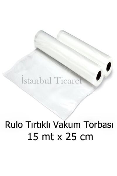 Vakur Tırtıklı (gofrajlı) Vakum Torbası- Poşeti - Rulo 15 Mt X 25 Cm