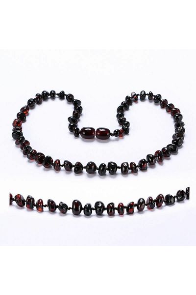 Kehribar Cherry Color Mother Baby Set Oval Necklace