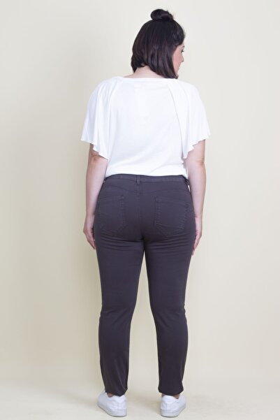 Şans Women's Large Size Anthracite Slim Fit Trousers 65n17685