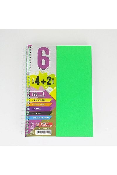 Gürpaş 4 Checked +2 Lined Bookmark Notebook 180 Sheets