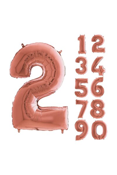 BİDOLUMUTLULUK Rose Gold Rakam Folyo Balon 100 Cm 2 Rakamı
