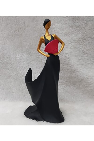 Arose Siyah Elbiseli Kırmızı Yelpazeli Şişelik Şaraplık