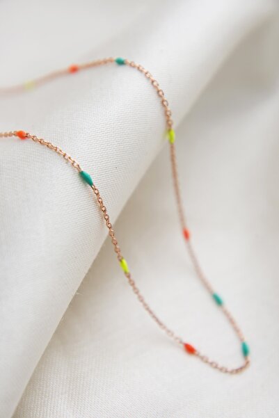 Elika Silver Kadın Renkli Taş Detaylı 925 Ayar Gümüş Kolye