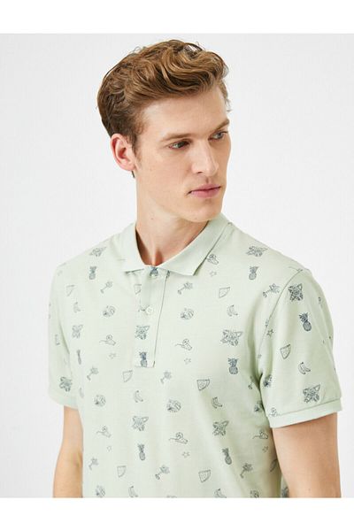 Koton Zelené pánské tričko Polo Neck 0YAM14428OK