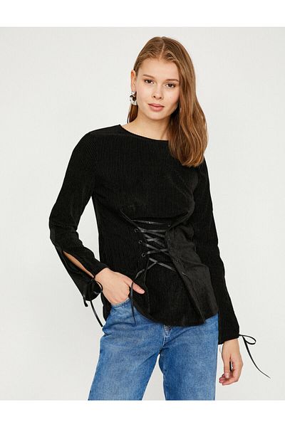 Koton Women's Black Bird Eye Tunic