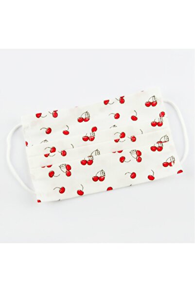 Design Look Çocuk Yıkanabilir Kiraz Figürlü Pamuklu Maske