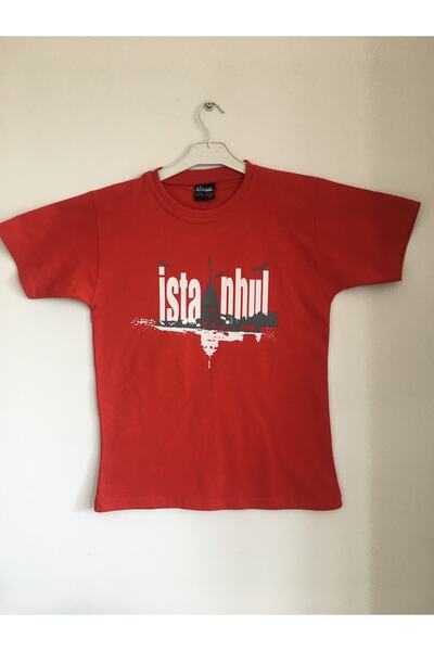 Unisex Kırmızı Kız Kulesi Baskılı İstanbul T-shirt