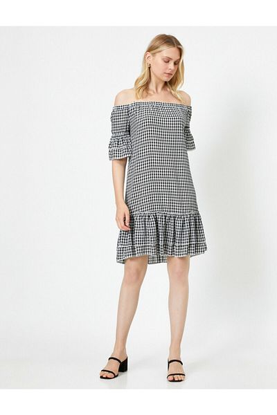 Koton Rochie alb-negru pentru femei 9YAK88015PW