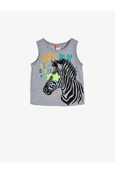 Koton Kids قميص داخلي مطبوع عليه حروف رمادية للأطفال الرضع