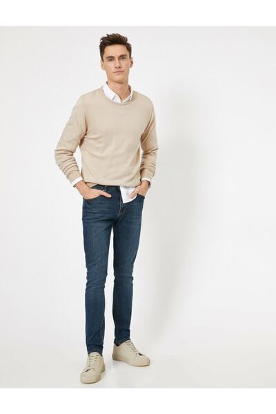 Koton Pantaloni de jeans bleumarin pentru bărbați