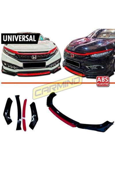 Carmind Honda Civic Fc5 Ön Tampon Lip 4 Parça Kırmızı Detay