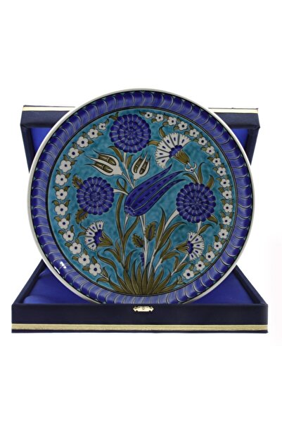 OTANTİK ÇİNİ Turkuaz Zemin Lutus Çiçeği Ve Lale Dekorlu Kurumsal Kadife Kutul...