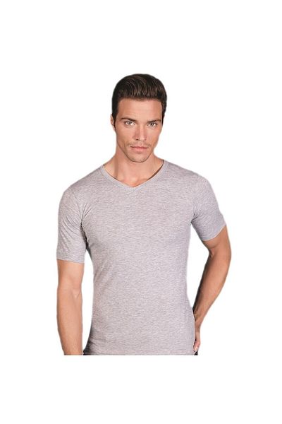 Berrak Men's Gray Short Sleeve Undershirt 6 Pieces 1027