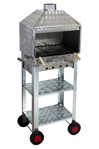 METEHAN MANGAL SOBA Mth-79 Davlumbazlı Bacalı Lama Izgaralı Mangal (4 Tekerlekli)