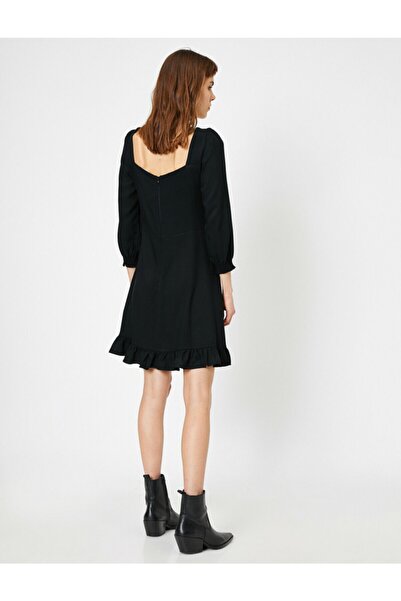Koton Dámské černé šaty s volánem
