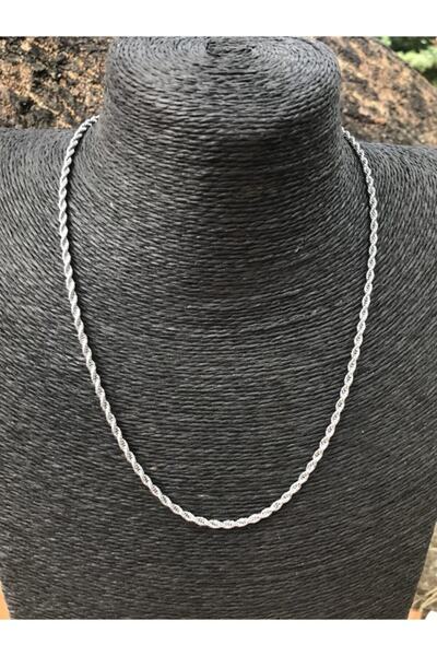 Nil Gümüş Kararmaz Çelik Ince Burgu Model Zincir Kolye 60cm